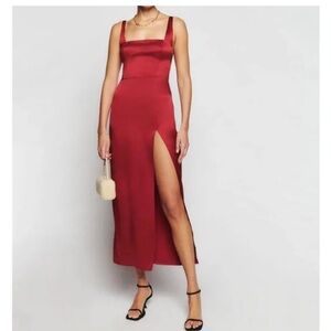 Reformation Solay dress in red silk